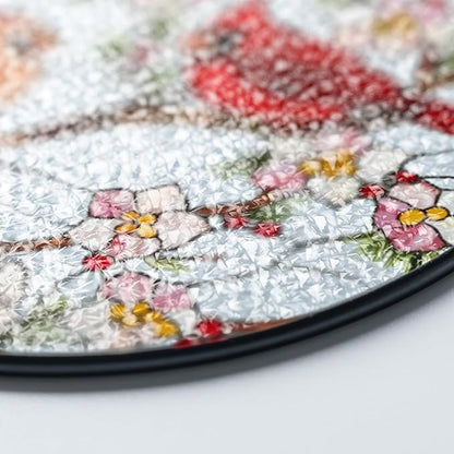 6" Cardinal Bird Stained Glass Suncatchers Art Glass Birds and Flowers for Sun Catcher Indoor Window Gifts for Women Mom Grandma Nature Floral Lovers Friend Painted Panel Décor BIRD-22B-SG6
