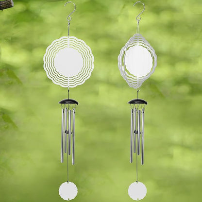 Sublimation Wind Chimes Spinner Blanks 20 Inch, with 4 Thickened Aluminum Tubes for Mom Grandma Women DIY Gift Indoor Outdoor Decoration Kinetic Sculpture Easy to Use & Install