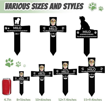 Custom Dog Grave Markers Outdoor with Pet Breed Icons, Personalized Metal Waterproof Rustproof Pet Grave Markers, Dogs Headstone for Garden Yard, Sympathy Gift for Loss of Dog (Style 1)