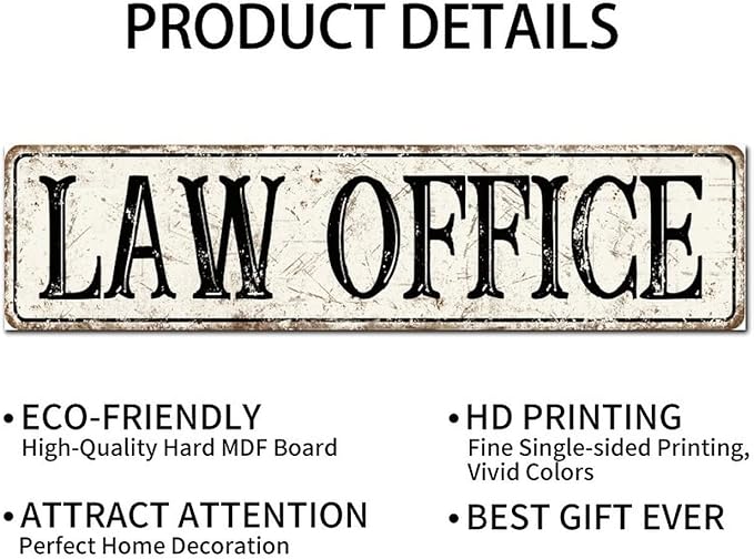 Madcolitote Retro Law Office Wood Sign Law Office Custom Street Sign Rustic Wooden Wall Art Farmhouse Wall Decor Kitchen Home Decor Signs Wall Hanging Sign Housewarming Gift 6x24in