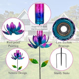 Stargarden Outdoor Wind Spinners with Solar Lantern, Solar Wind Sculptures & Spinners, Flower Shape Solar Windmill for Yard and Garden(Purple)