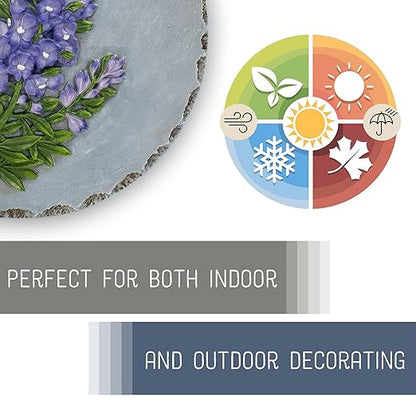 Magnolia Garden 12-Inch Sculpted Bluebonnet Decorative Stepping Stone – 3D Wildflower Resin Garden Walkway Tile – Vibrant Purple & Blue Floral Outdoor Accent