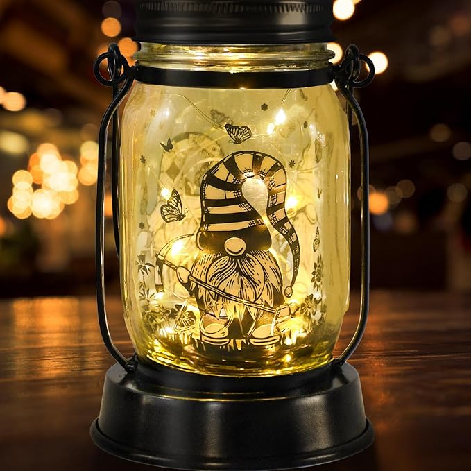 Gnome Gifts for Women/Men Gnome Lovers Solar Lantern Mom Birthday, Mothers Day, Christmas Gifts, Dwarf Solar Funny Garden Decoration Outside for Yard, Patio,Backyard,Porch, Torches