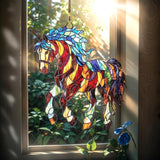 Horse Acrylic Suncatcher, Boho Suncatchers for Window Hanging Ornament, Stained Glass Effect Art Garden Decor for Equestrian Lover, Gifts for Mother's Day, Mom, Grandma, Wife, Women, Nana