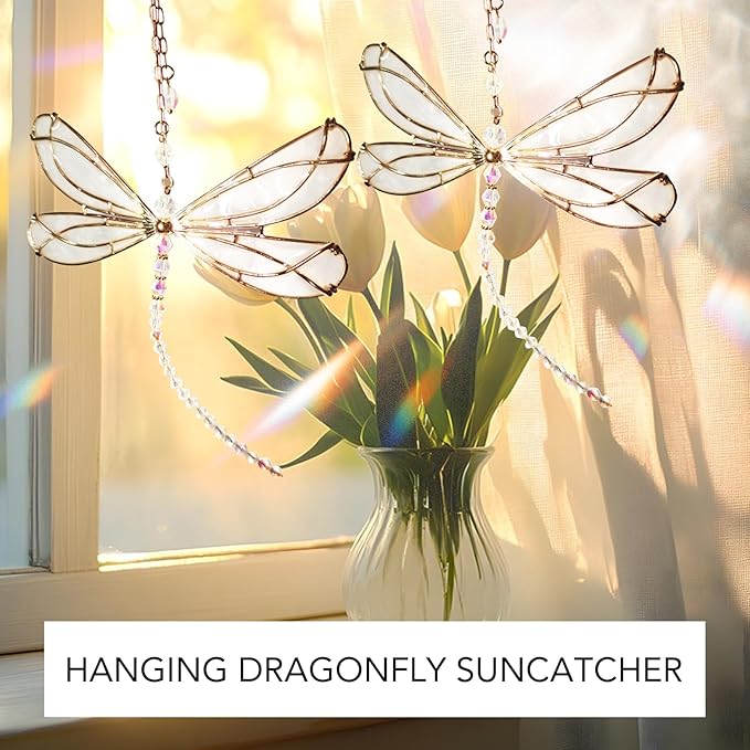 Dragonfly Crystal, Hanging Dragonfly Rainbow Maker Pendant for Windows Garden Wedding Car Decor