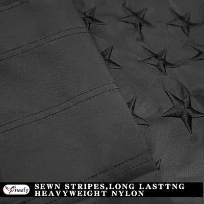All Black American Flag 3x5 ft - Embroidered Stars,Heavy Duty Durable Nylon,Sewn Stripes,Brass Grommets,Perfect for Indoor/Outdoor Use Black US USA Flags.
