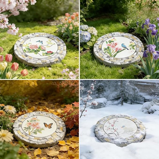 GZHERVICES Garden Stepping Stones for Landscaping Arrangements, Lawn Stepping Stones for Gardens, Outdoor Decorative Accents, Handcrafted Outdoor Lawn Pathway Ornaments(Multi-Colored-C)