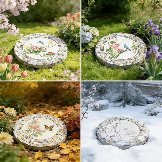 GZHERVICES Garden Stepping Stones for Landscaping Arrangements, Lawn Stepping Stones for Gardens, Outdoor Decorative Accents, Handcrafted Outdoor Lawn Pathway Ornaments(Multi-Colored-C)