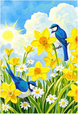 BlissYard Welcome Spring Garden Flag 12x18 Double Sided Bluebird Daffodils Seasonal Small Flags For Outside Outdoor Decor Yard Farmhouse Holiday Spring Summer Decorations Yard Flags