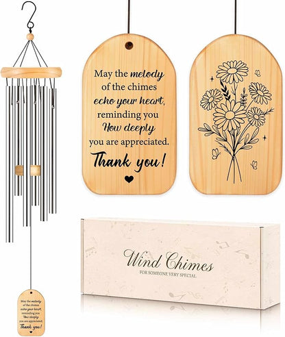 Thank You Gifts for Women Men, Thank You Wind Chimes, Appreciation Gifts for Coworkers, Mentor, Pastor, Friends, Nurse, Doctor, Thanksigving Present, 25.5 inch