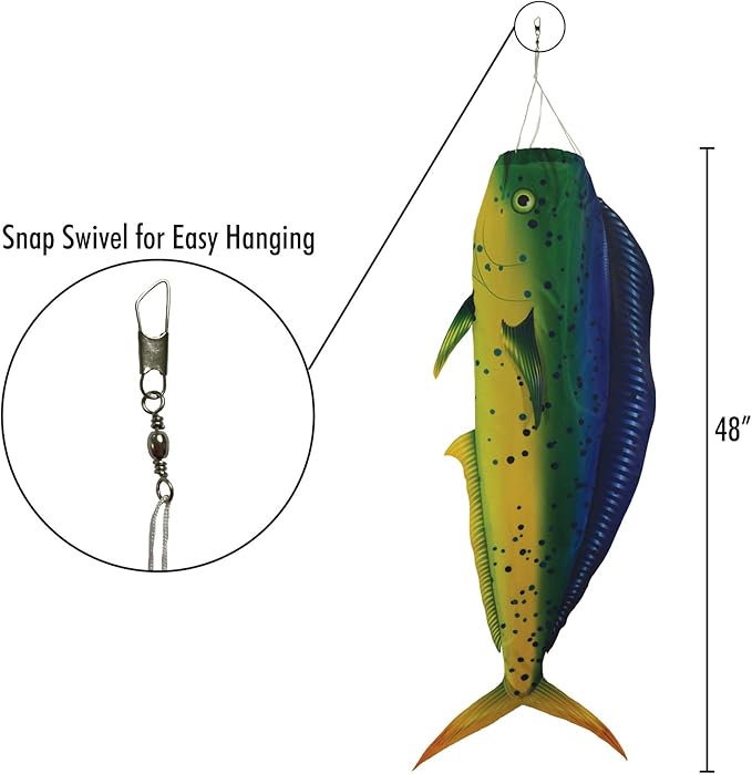 In the Breeze 5116 — Dorado Fish Windsock-Hanging Outdoor Decoration, 48 inches