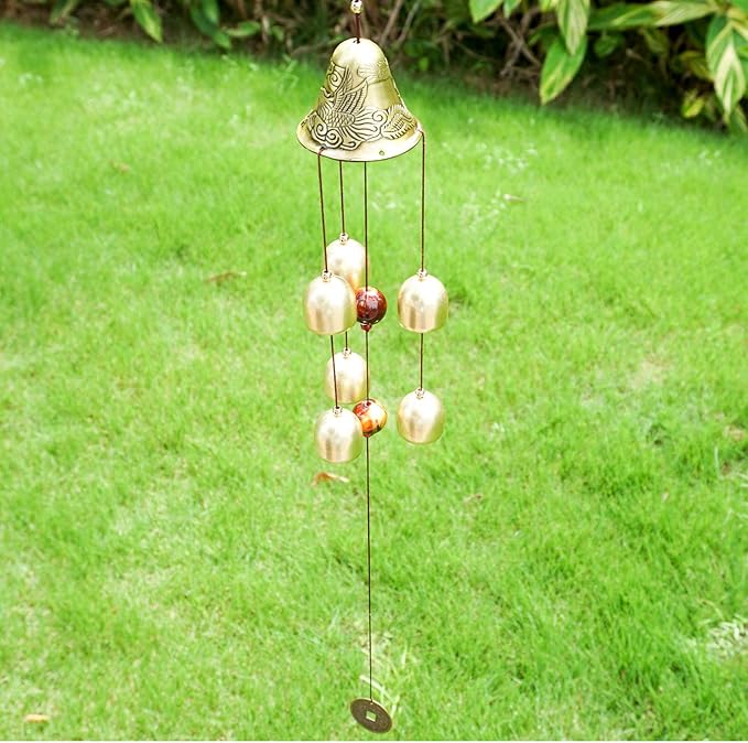 Banfeng Lucky Wind Chimes Feng Shui Bell for Good Luck Home Garden Patio Hanging Decoration Gift (6 Bells)