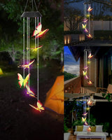 DOUBLEZHE Solar Wind Chimes for Outside, Color Changing Butterfly Wind Chime Outdoor Clearance, Birthday Gifts for Mom Women Grandma Wife Girls, Unique Decor Colorful Patio Yard Party Decoration