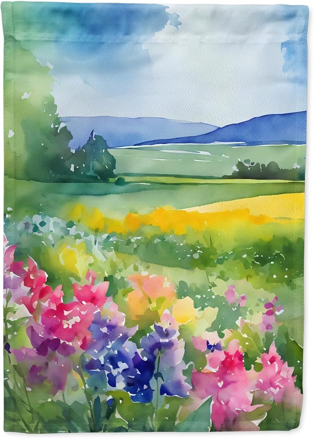 Caroline's Treasures Massachusetts Mayflowers in Watercolor House Flag Large Porch Sleeve Pole Decorative Outside Yard Banner Artwork Wall Hanging, Polyester, House Size, Multicolor