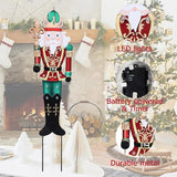 Christmas Yard Stakes Lighted Up Metal Christmas Yard Decorations LED King Nutcracker with Crown Scepter Lighted Stakes Outdoor Xmas Stake Lawn Pathway Outdoor Decoration