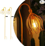 Solar Lights Outdoor Decorative Solar Wire Metal Flower Yard Stake Decorative Path Light for Walkway Pathway Lawn Patio Yard Decorations Yellow 2 Pack
