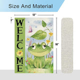 DLZDN Spring Summer Frog Garden Flag 12×18 Inch Double Sided Vertical Burlap Farmhouse Welcome Yard Flag Seasonal Outdoor Decor