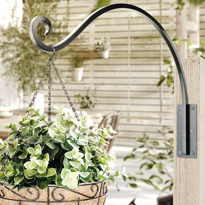 Qiang Ni Heavy-Duty Plant Hanger Outdoor: 100 lbs Hanging Plant Hook for Outside Basket - 22-Inch Wall Mount Plant Bracket for Bird Feeder
