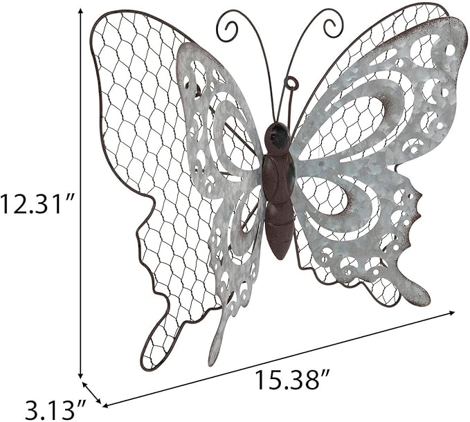 Hobby Lobby Metal Wall Art, Spring, Garden, Indoor/Outdoor (Brown/Silver Butterfly)