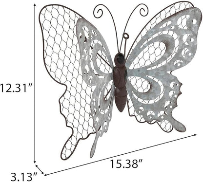 Hobby Lobby Metal Wall Art, Spring, Garden, Indoor/Outdoor (Brown/Silver Butterfly)