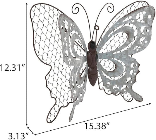 Hobby Lobby Metal Wall Art, Spring, Garden, Indoor/Outdoor (Brown/Silver Butterfly)