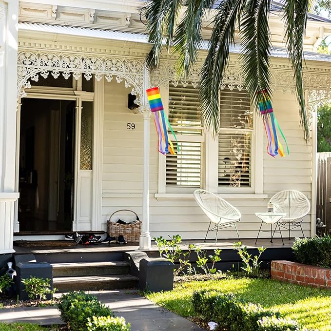 38-Inch Rainbow Flag Spiral Windsock Colorful Hanging Decoration for Outdoor Backyard Porch Campsite Garden Decor
