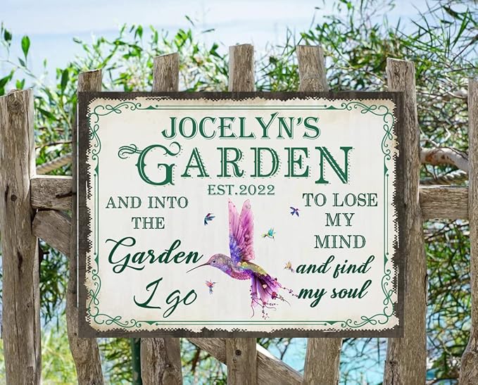 Customize Metal Signs with Name Garden Sign Personalized Waterproof Vintage Decorative Metal Print for Wall Decor Home Garden Ideas Gifts Made in USA
