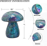 Bshine Mushroom Garden Statue Decoration, Mosaic Mushroom Sculptures Home Decor, Outdoor Waterproof Handmade Glass for Yard, Path, Lawn Ornaments and Indoor Decor, Blue