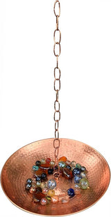 Pure Copper Hammered Anchoring Basin, Pure Copper, 11 inch Diameter and 2 inch High. Enclude a free bag of colorful glass bead