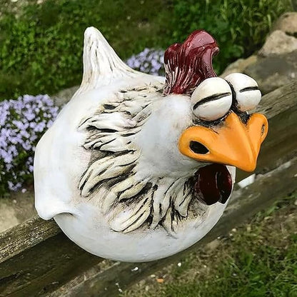 Garden Statues Funny Face Chicken Fence Ornament Resin Ornament Hanging Foot Chicken Yard Statue Outdoor Chicken Decor Garden Statues Yard Ornaments Decor