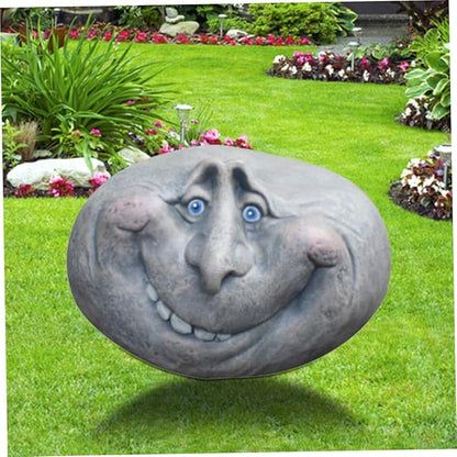 Funny Face Rock Art Sculpture Decoration Yard Art Face Resin Sculpture Mystical Garden Stones for Indoors Outdoors Patio Sculpture Decoration