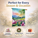 Caroline's Treasures Louisiana Magnolias in Watercolor House Flag Large Porch Sleeve Pole Decorative Outside Yard Banner Artwork Wall Hanging, Polyester, House Size, Multicolor