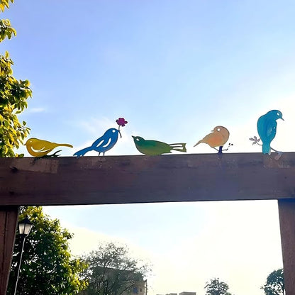 5PCS Rusty Metal Bird Garden Decor, Spring Yard Art Decorations for Outdoor Fence, Lawn & Patio – Unique Outdoor Ornaments