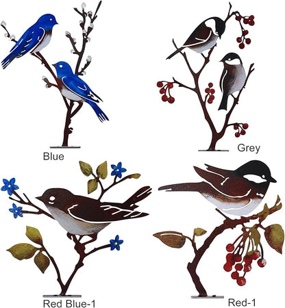 Wrought Iron Bird Decoration Metal Iron Art Animal Bird Hanging Ornaments Cute Bird Art Iron Sculpture Creative Outdoor Silhouettes Garden Crafts for Garden (Blue)