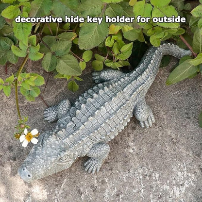 Hide A Key Outside Crocodile Key Hiders, Animal Spare Key Hider Hidden Key Holder Small Alligator Statue for Garden Outdoor Indoor or Yard