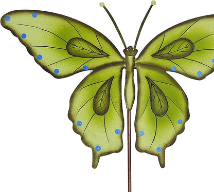 Metal Garden Stakes Spring Yard Sign Decorative Plant Stake Lawn Art Patio Decor Pathway Ornaments Indoor Outdoor Decoration (Green Butterfly)