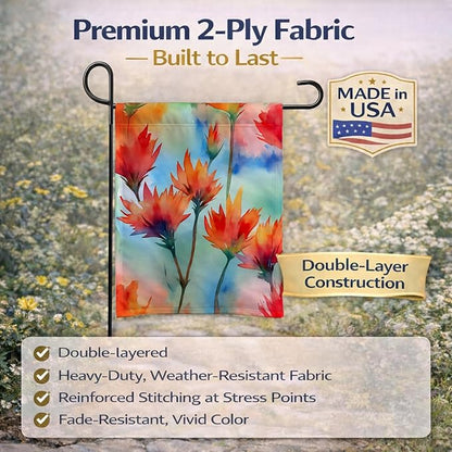 Caroline's Treasures Wyoming Indian Paintbrush in Watercolor Garden Flag Mailbox Flag Decorative Yard Flag Banner Outside Patio Artwork Yard Flower Beds, Garden Size, Multicolor