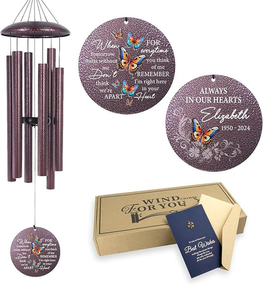 ASTARIN Personalized Memorial Wind Chime for Loss of Loved One 30/36/45 inch, Sympathy Deep Tone Wind Chimes for Mom Dad/Mother Father, Remembrance Gifts for Grief Condolence Funeral, Produced in USA