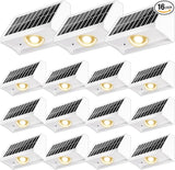 Solar Fence Lights Outdoor Waterproof High Brightness LED Spot Lens Deck Lights 7 Mode Warm & Cool White RGB Solar Powered Wall Lighting Decor for Outside Patio Step Backyard Railing - 16 Pack(White)