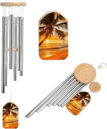 Wind Chimes for OutdoorsSmallAluminumWindChimewithGentleMelodicSounds6TubesTunedandWoodenPendantNaturalandRustic Patio Garden Decor