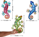 Metal Lizards Outdoor Decor Metal Gecko Wall Decoration Geico Lizard 13.5 * 8.5 Inch 3 Pack Set Suitable for Hanging in Yard Or Fence