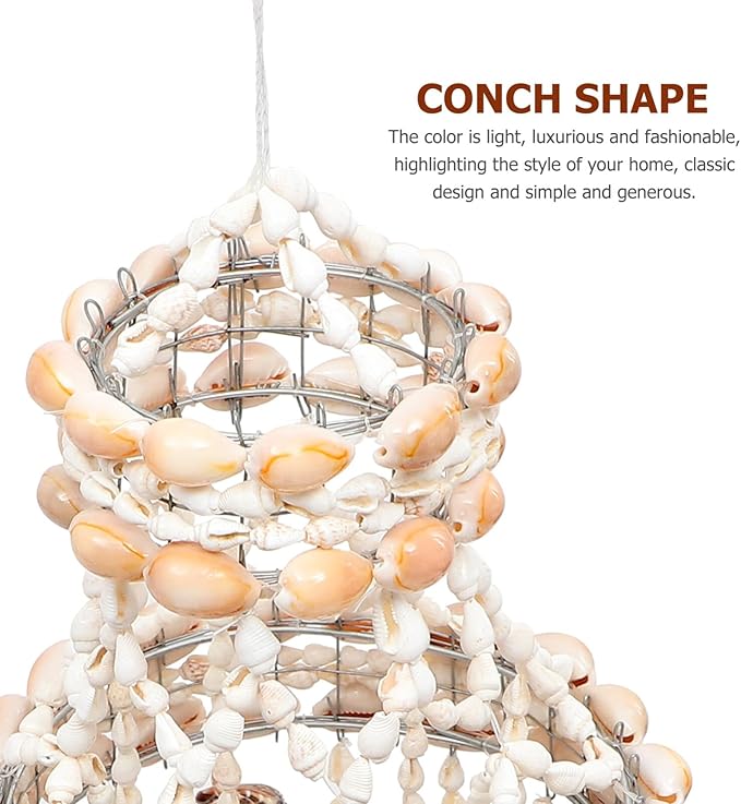 Kisangel 1Pc Seashell Conch Wind Chimes, Hanging Shell Wind Chime Creative Natural Pendant for Home Decor,Random Shape (White)