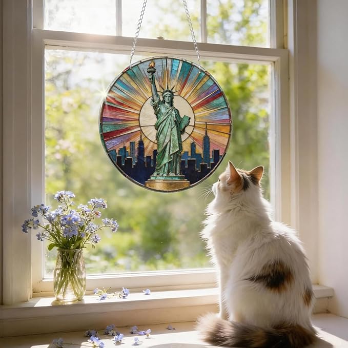 Statue of Liberty Sun Catcher, Statue of Liberty Acrylic Windows Hanging, Acrylic Wall Outdoor Garden Decor, Window Hanging American Patriotic Suncatcher, American Gift