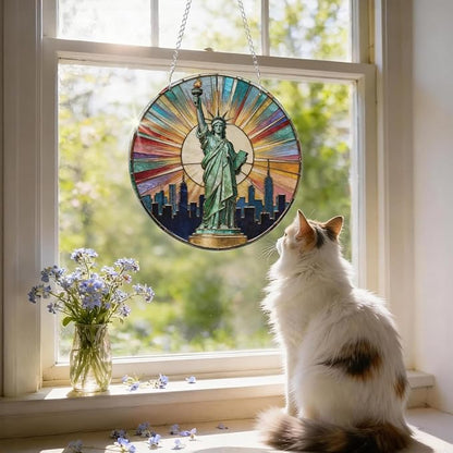 Statue of Liberty Sun Catcher, Statue of Liberty Acrylic Windows Hanging, Acrylic Wall Outdoor Garden Decor, Window Hanging American Patriotic Suncatcher, American Gift
