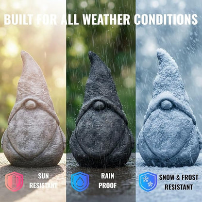 OLOMA Concrete Garden Gnome Statue Outdoor Decor Heavy Stone Sculpture with Protective Resin Coating Weather Resistant Garden Accent for Landscape Yard Patio and Lawn