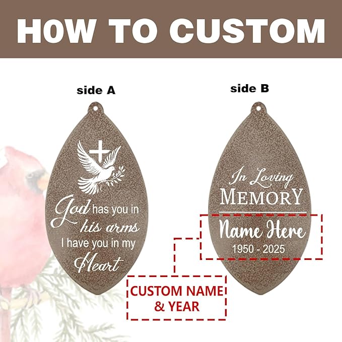 ASTARIN Personalized Sympathy Wind Chimes, Sympathy Gifts for Loss Mother Wife Husband, Deep Tone Large Personalized Wind Chime for Indoor Outside, in Loving Memory of Loved One, Produced in USA