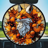 Autumn Lovely Fox Acrylic Suncatcher Stained Glass Effect Window Car Hanging Christmas Ornament Indoor Outdoor Decor Garden Sun Catcher Panel for Fox Lover for Women Mom Grandma