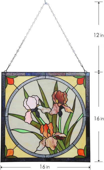 Dutch Iris Suncatcher for Window Flower Stained Glass Sheets Window Film Hanging Panel, suncatcher Flower Stain Glass Decor Home Decoration