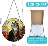 Stained Glass Window Hanging, 8 Inch Tabby Cat Suncatcher, Sun Catchers Indoor Window Ornaments, Suncatchers for Windows Hanging, Spring Home Garden Decor Panel Cat Lovers Gifts for Mom Grandma Wife