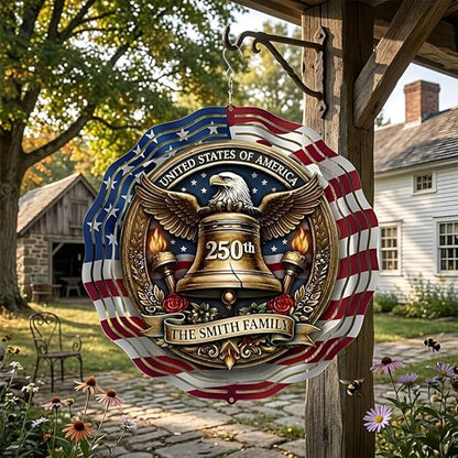 Patriotic Eagle USA 250th Anniversary Wind Spinner, 1776-2026 Metal Outdoor Decor, Liberty Bell & Betsy Ross Design, Independence Day Gift, 8-inch Spinner 5